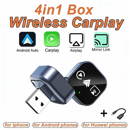 CarRocket 4in1   Carplay Adapter Wired To Wireless Android Auto Mirror Link Smart MiNi Ai Box USB Plug and Play Bluetooth WiFi