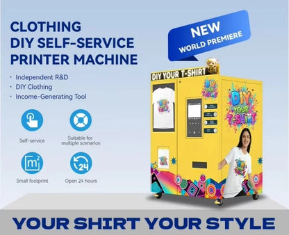 Smart Clothing Vending Machine Personalized Fashion AI Customizer DIY Garment Design Kiosk On Demand T Shirt Hoodie Production