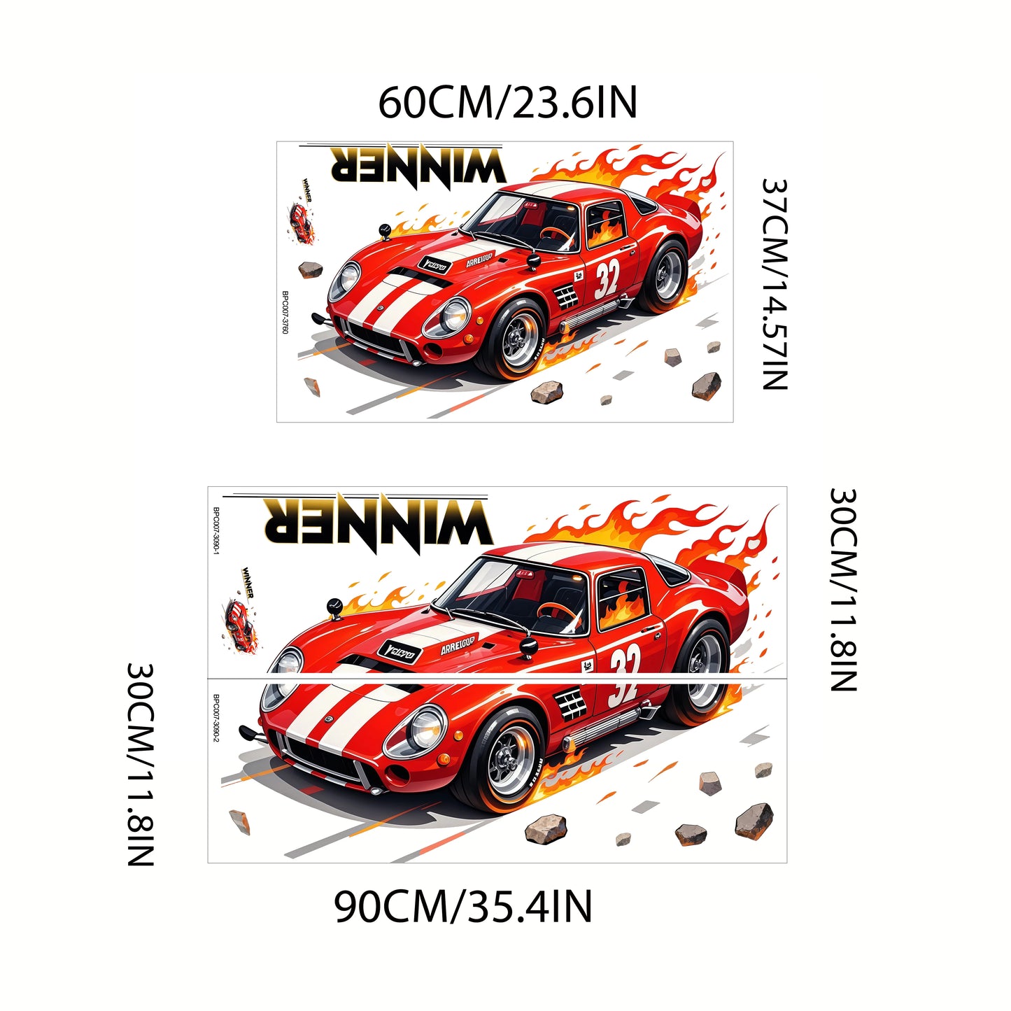 Children's Room Wall Decor Racing Stickers PVC Self-Adhesive Car Decals for Bedroom Closet Door Beautification
