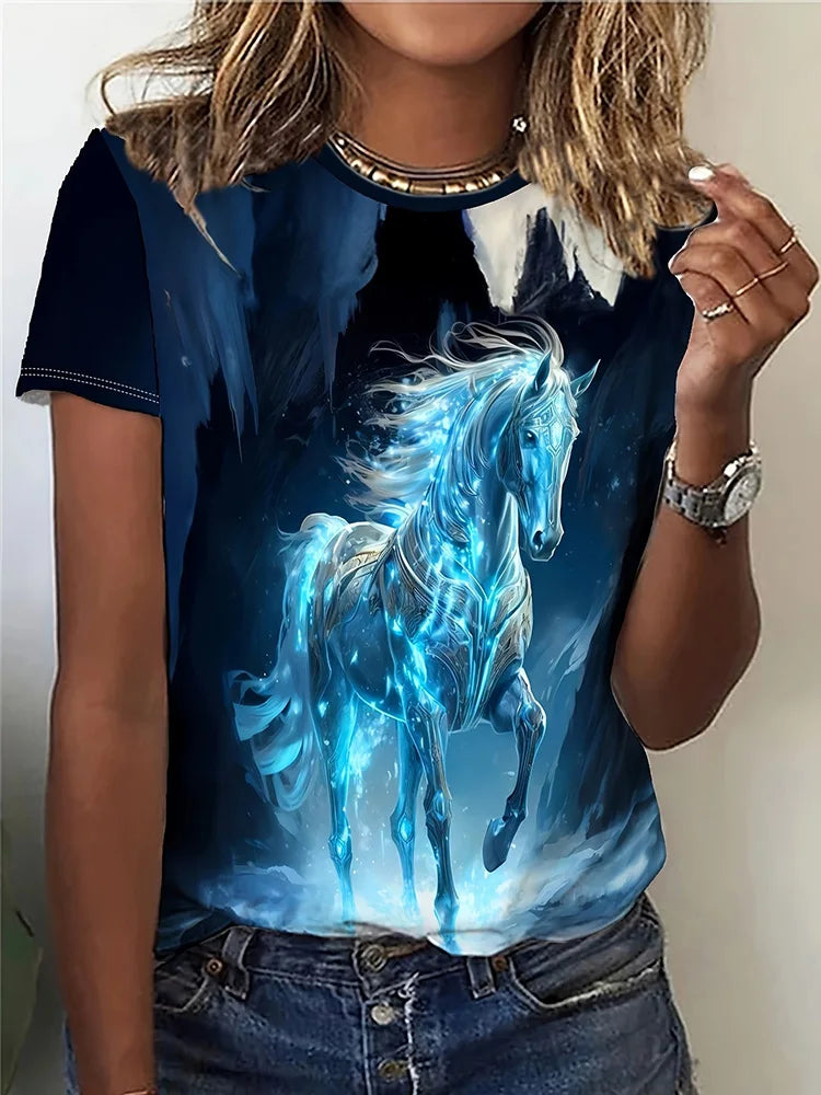 2025 New 3D Cat Print Ladies Urban Street Fashion T-shirt Animal Lover T-shirt Summer Everyday Casual Ladies Short Sleeve Top