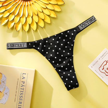 VS Underwear Thong Hipster Seamless Women Polka Dot Lace Bikini Cheeky Panties Set Victoria Secret Breathable Cotton Hipster