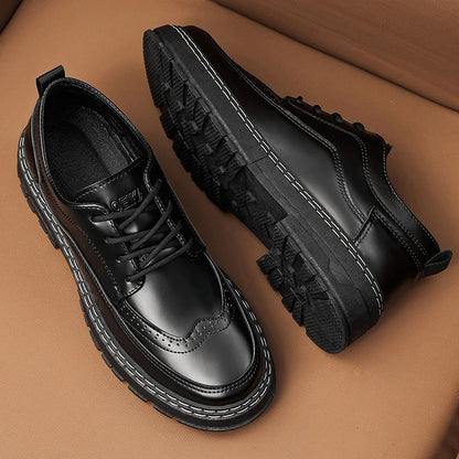 Men's Thick-Sole Leather Dress Shoes - Perfect for Office & Occasions
