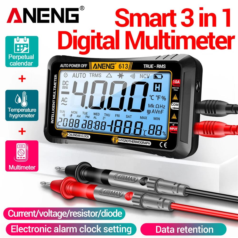 Smart Multimeter Detector 4000 Count Digital  AC/DC Curent Voltage Resistor Measurement  3 in 1 Professional Test Tool ANENG 613