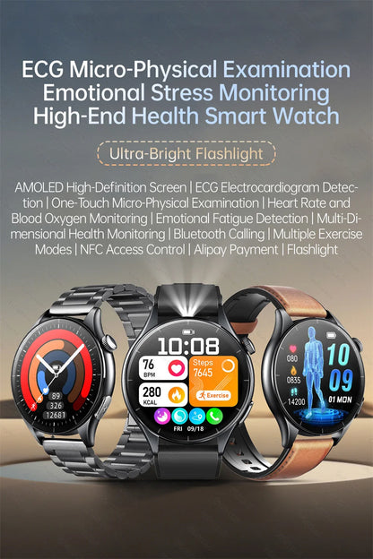 2026New Smart Watch For Men Micro-examination Health Blood pressure Uric Acid ECG+PPG Fitness Tracker Clock Smartwatch Women Men