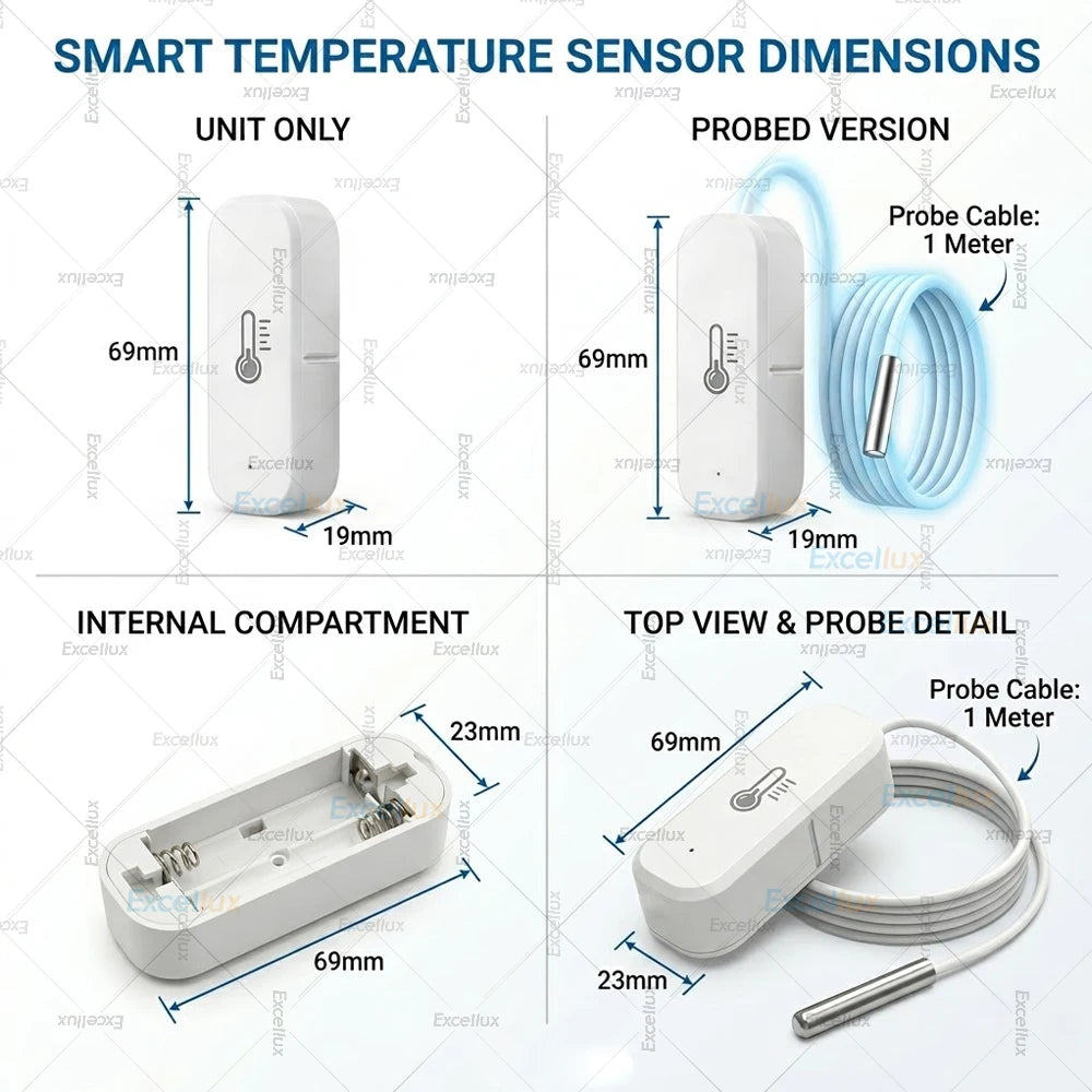 Zigbee 3.0 Temperature Humidity Sensor With External Temp Probe Smart Thermo Hygrometer For Plants Aquarium Freezer Need Gateway