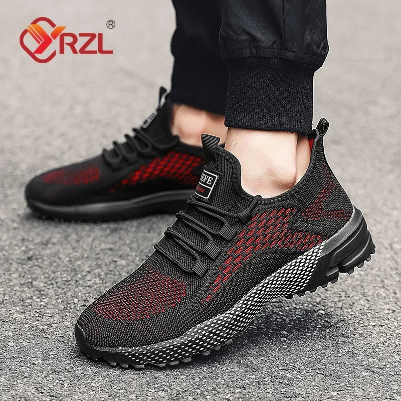 YRZL Running Shoes Men Comfortable Lightweight Grey Walking Sneakers Breathable Air Mesh Non Slip Casual Tennis Shoes for Men