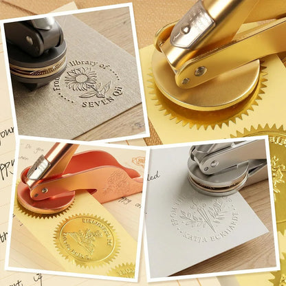 Customized Book Embossed Stamp Personalized Custom LOGO Embosser Seal Wedding Invitation Library Customize Embossing Paper Stamp