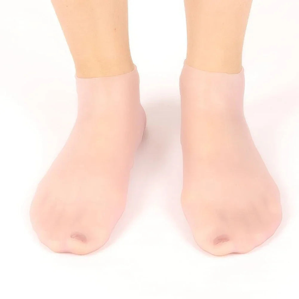 2 Pack Moisturizing Silicone Gel Socks for Dry Cracked Feet Nourishing Skin Lubricating Foot Care Massage Socks
