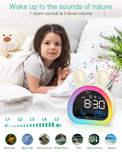 ORIA Kids Alarm Clock Ok to Wake Clock Toddlers Night Light Clock Cute Alarm Clocks with Sleep Training for Boys Girls Gift