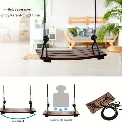 Adult Outdoor Swing Chair, Heavy-Duty Wooden Porch Swing for Adults, 330lbs Capacity Garden Hanging Seat, Perfect Gift