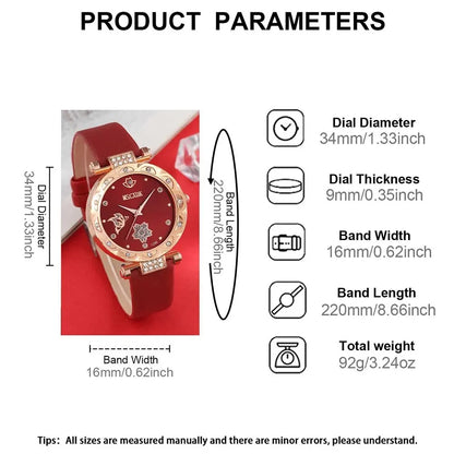 Fashion Women Watches Glasses Wallet Set Casual Leather Belt Quartz Wristwatches Ladies Tassel Pendant Wallet Montre Femme