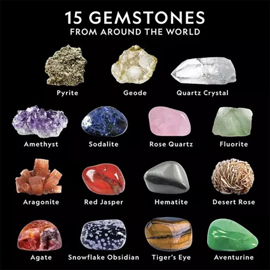 2PCS STEM Mega Dig Kit-Dig Up 15 Real Gemstones and Crystals, Science Kit for Kids,Gift for Girls and Boys-Educational & Fun Toy