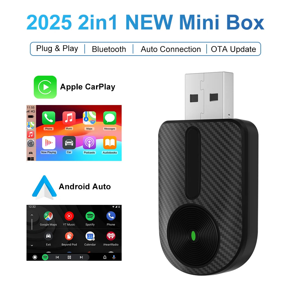 FLIXIVI 2 in 1 Wireless Carplay Android Auto Adapter AI Smart Car Systems for OEM Car Stereo Plug and Play Wired To Wireless