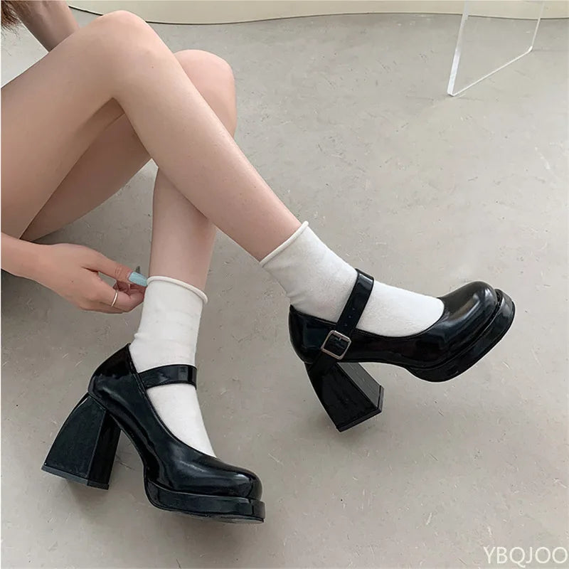 2026 New Coarse Heel Waterproof Platform Spicy Women's High Heels Thick Sole Height Increasing Temperament Women's Single Shoes