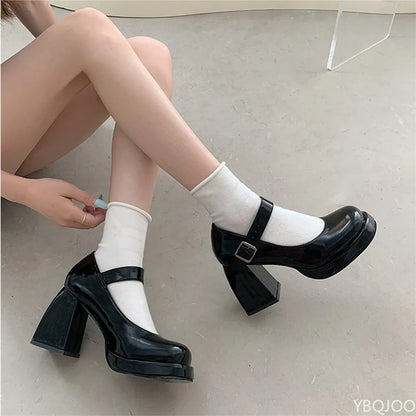 2026 New Coarse Heel Waterproof Platform Spicy Women's High Heels Thick Sole Height Increasing Temperament Women's Single Shoes