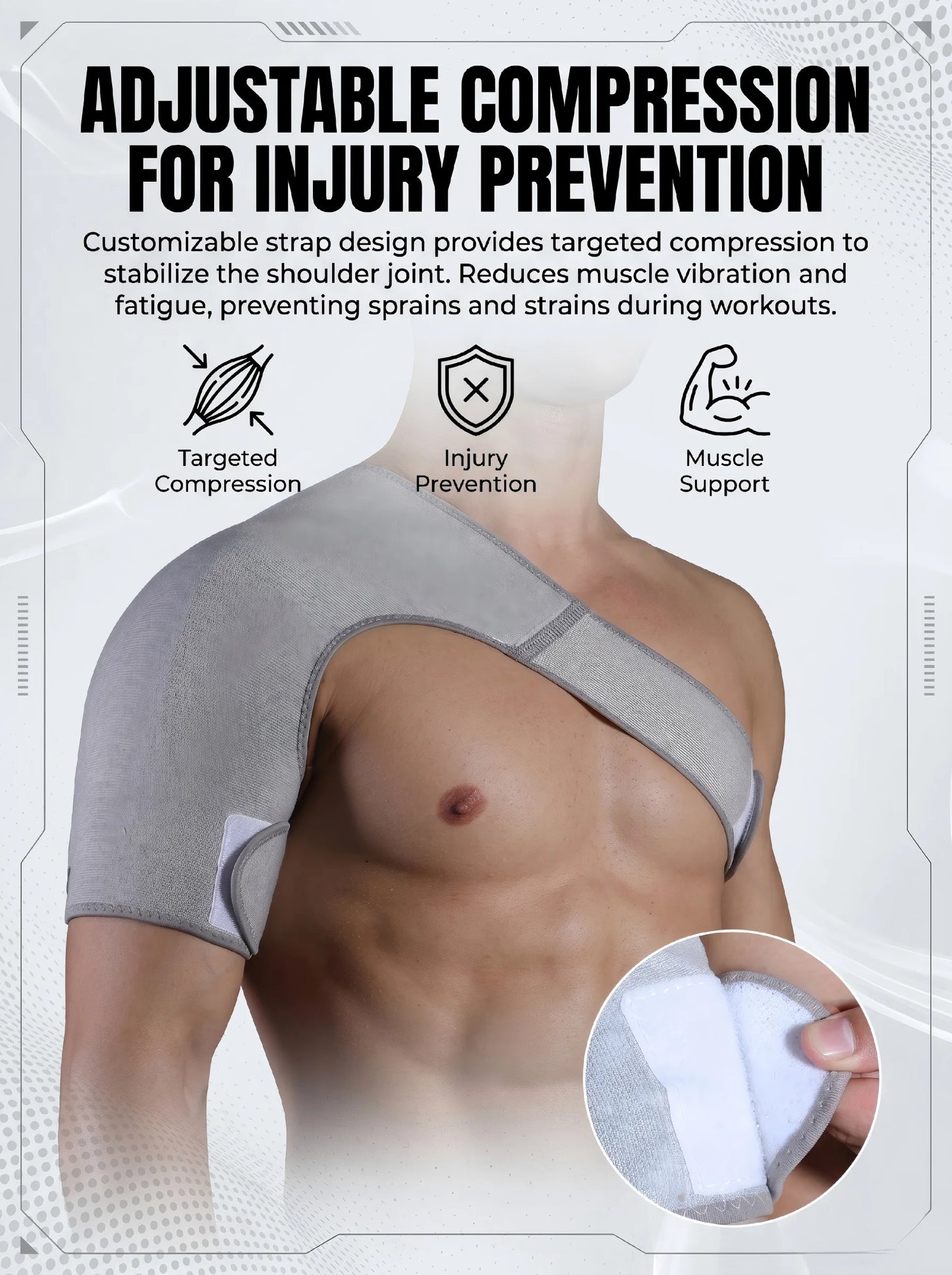 VBOSI Adjustable Compression Shoulder Support Brace Breathable Sports Shoulder Wrap for Men Women Gym Basketball Pain Relief Inj