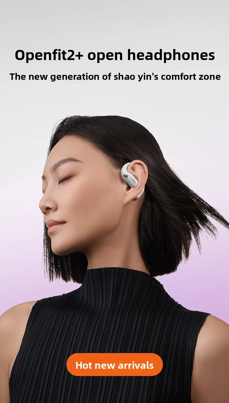 Shokz OpenFit 2+ T921 Open Hanging Ear Headsets Dolby Audio Wireless Bluetooth Earphones,DualBoost Technology AI Noise Reduction