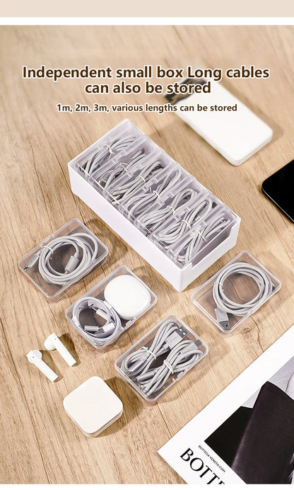 1Set Cable Storage Box Multifunctional Desk Organizer Bag Wire Charging Management Box Jewelry Storage Container For Home Office
