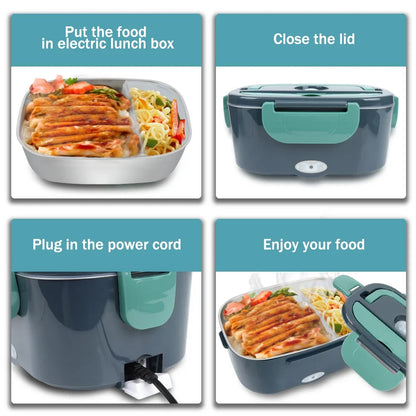 1.5L 60W Portable Electric Lunch Box,Leak Proof Design Car & Home Food Heater – Insulated Heated Lunch Container for Work Travel