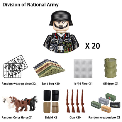 WWII Infantry Military Soldier War National Army Mini Gun armament Models Building Blocks Building Blocks Toys for Kids