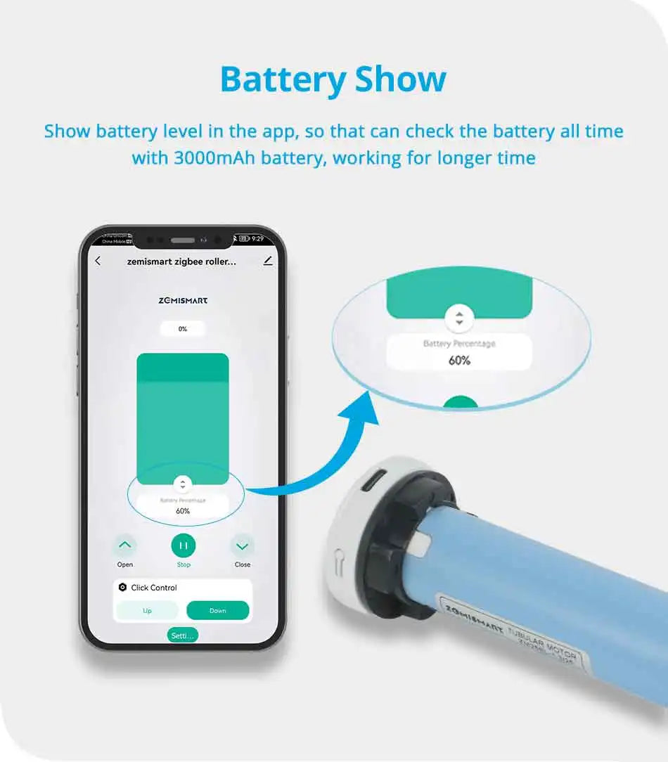 Zemismart Zigbee Roller Shade Motor with Battery For 37 38mm Tube Works with Tuya and Smart Life APP Alexa Google Home Control