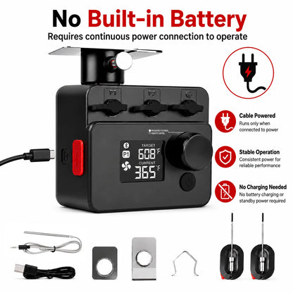 Wireless Bluetooth Meat Thermometer PID BBQ Fan Controller Temperature Control Probe for Smoker Kamado Oven