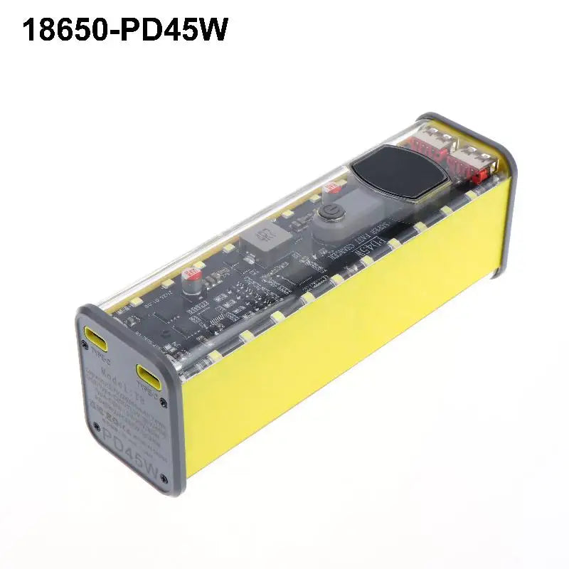PD45W Super Fast Charging DIY Power Bank Case Weld-Free 8-Cell 18650 Battery Storage Box Daul USB Type C Output