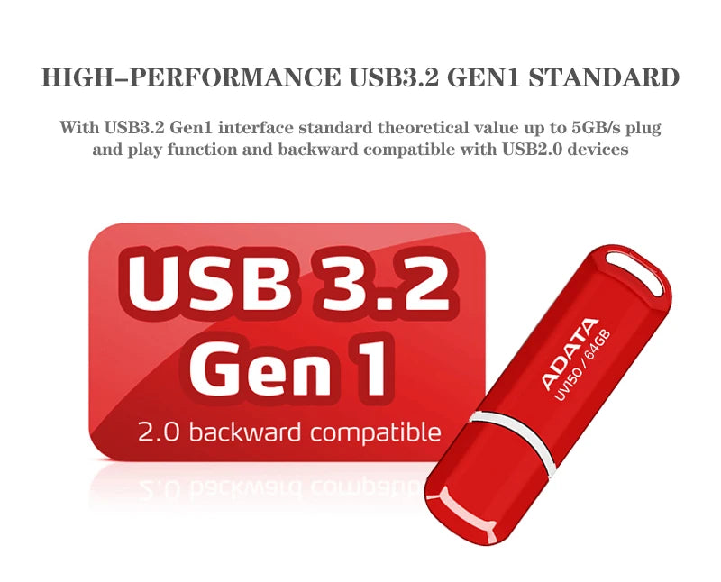 ADATA UV150 USB Flash Drive 16gb 32gb 64gb 128gb 256gb USB3.2 Flash Pen Drive applies to all USB-A Device Pendrive 100% Original