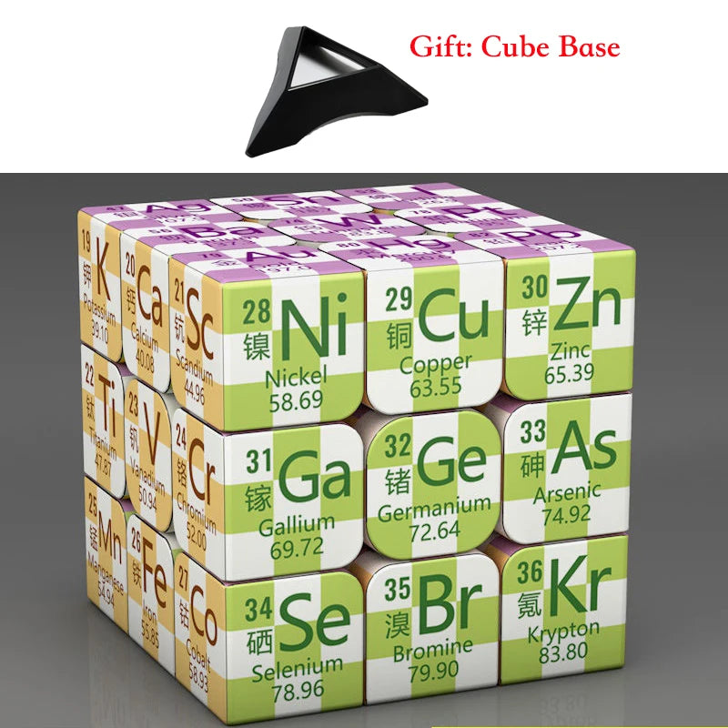 3x3x3 Magic Puzzle Cube Math Chemistry Element Physical Kids Puzzle Cube with Base Magico Cubo Children's Gifts Educational Toys