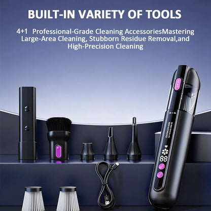 Car Vacuum Cleaner With Brushless Motor Lighting Handheld Vacuum Portable Cordless Compressed Air Duster For Car Home Office