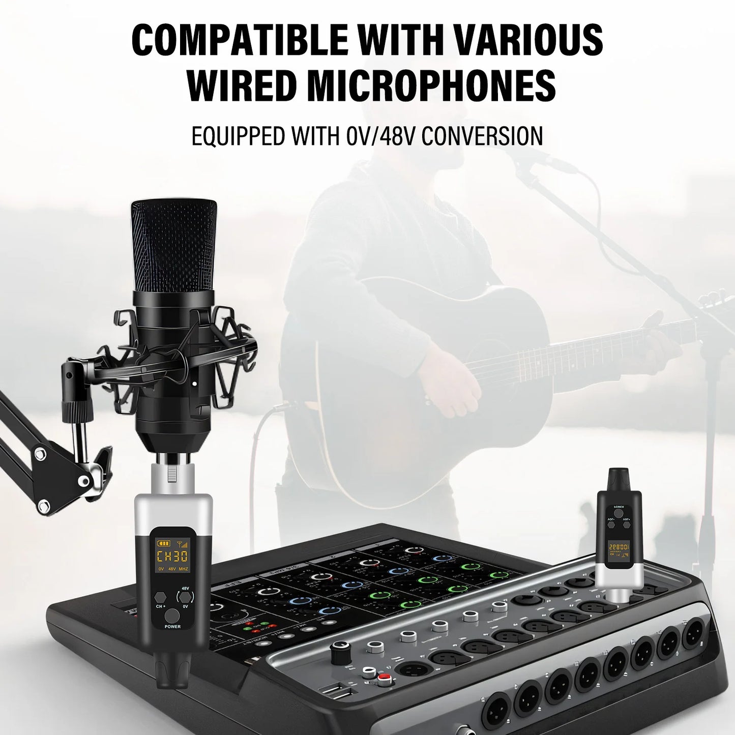 Wireless Head Mounted Guitar Microphone for Singing And Transmission Electric Guitar Recording Mic Portable Audio Equipment