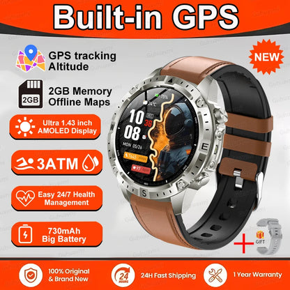 Smart Watch Men GPS Track High End watch Swim Waterproof Smart Watches Swim six axis sensor Sports Smartwatch 2GB Memory GPS Map