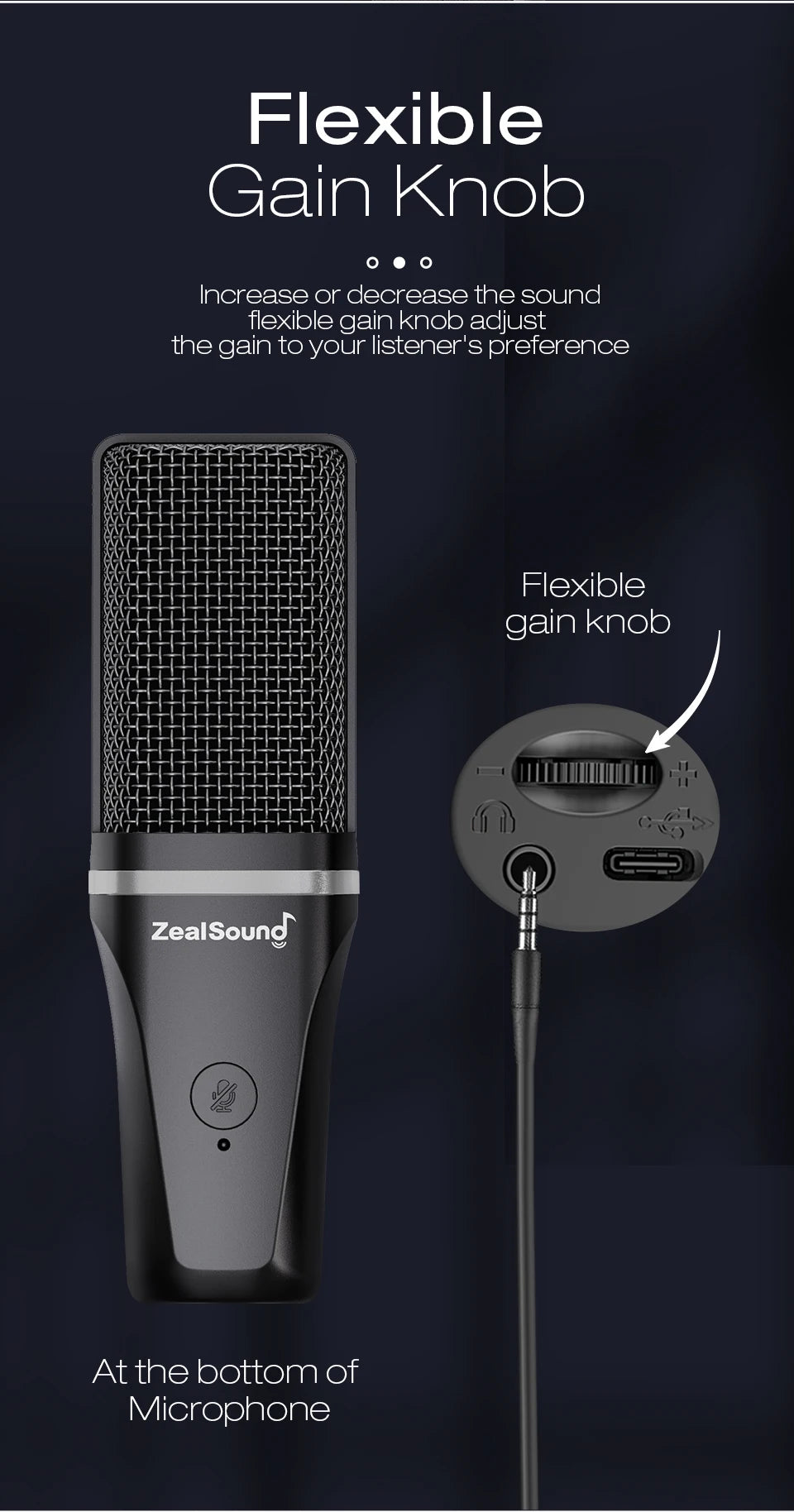 Zealsound RGB USB Condenser Gaming Microphone Computer Professional Mic For PC PS4 PS5 Mac Phone Recording Streaming Podcasting