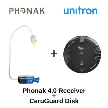 Phonak Unitron Size 2 Receiver + 1pack CeruGuard Wax Guard RIC Hearing Aid SDS 4.0 Replacement Receiver Standard Power RIC Wire