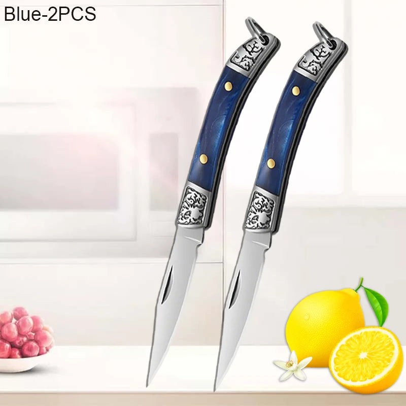 Stainless Steel Mini Pocket Knife Fruit Paring Knife with Non-slip Handle Multifunctional Folding Knife for Household Cooking