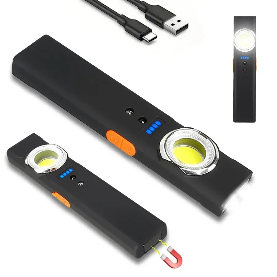 Super Bright Keychain Flashlight Mini COB Portable Work Light USB Rechargeable Outdoor Camping Fishing Pocket Lamps With Magnet