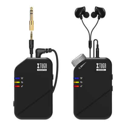 XTUGAJ02s Wireless in Ear Monitor System 2.4G Mini Stereo IEM System Low Latency One Transmitter More Receiver Stage Singer Band