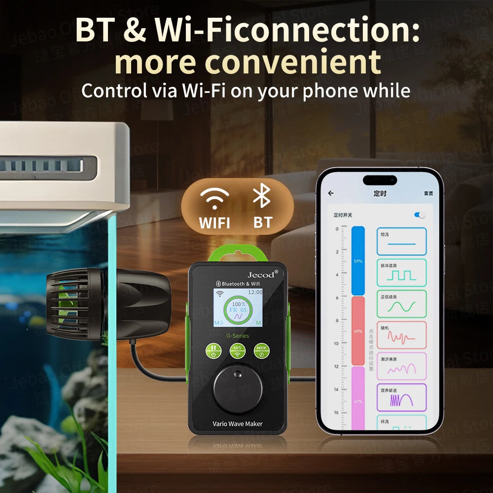 Jebao Jecod GMP Series 2026 New Model Support OTA WiFi BT Connectivity Silent Operation 9 Wave Modes Aquarium Pump