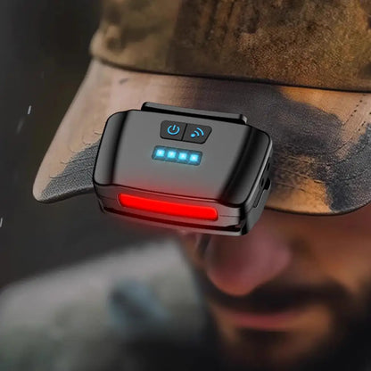 Motion Sensor LED Hat Clip Light, Rechargeable Waterproof Headlamp with Red Light for Night Fishing & Camping