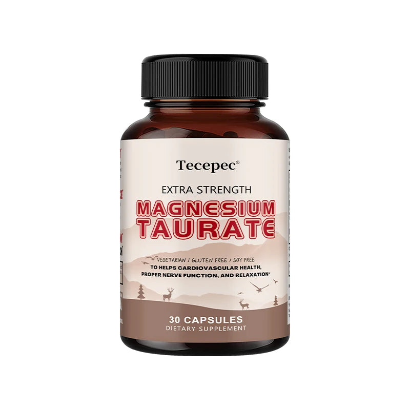 Magnesium Taurate Capsules, High Absorption Chelated, Supports Heart Health, Calm Stress, Restful Sleep & Restless Leg Relief