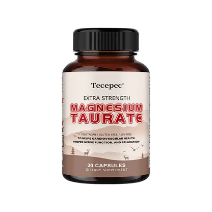Magnesium Taurate Capsules, High Absorption Chelated, Supports Heart Health, Calm Stress, Restful Sleep & Restless Leg Relief