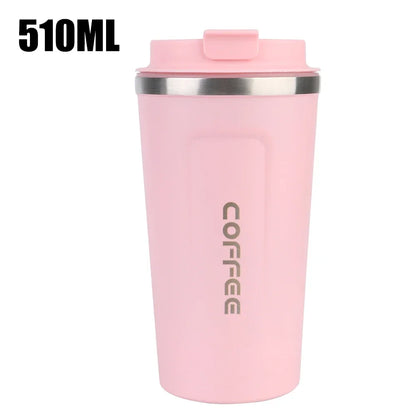 Thermo Cafe Coffee Mug Car Thermos, 380/510ml Leak-Proof Travel Cup for Tea Water Coffee, Double Stainless Steel