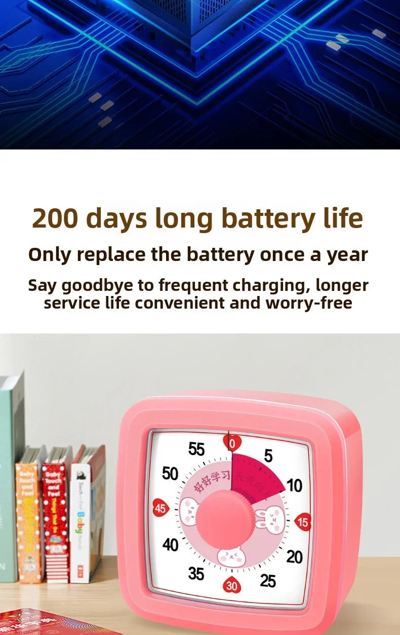 School Visual Timer for Children with Night Light, Digital Stopwatch, Pomodoro Timer for Kitchen and Home Use