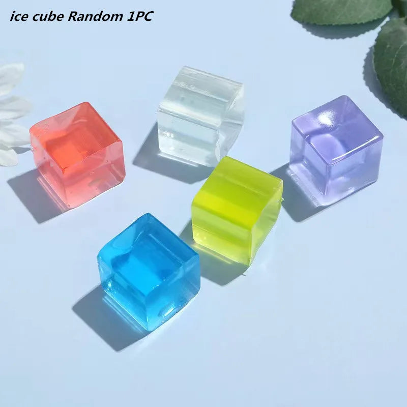 Fidget Toy Mini Squishy Toys Mochi Ice Block Stress Ball Toy Kawaii Transparent Cube Cat Paw Fish Stress Relief Squeeze Toy