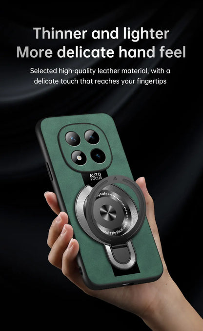 For Xiaomi Redmi Note 15 Pro and Note15 Pro Plus 5G Case Magnetic Holder Silicone PU Leather Plexiglass Premium Back Cover