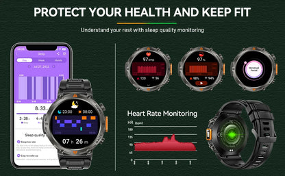 EIGIIS KE3Pro Original Smart Watch for Men with LED Flashlightwith Heart Rate Sleep fitness Monitor with GPS Multiple Sport Mode