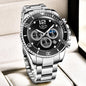 LIGE Outdoor Sport Watch For Men Fashion Military Waterproof Luminous Men Watch Round Stainless Steel Quartz Chronograph Male