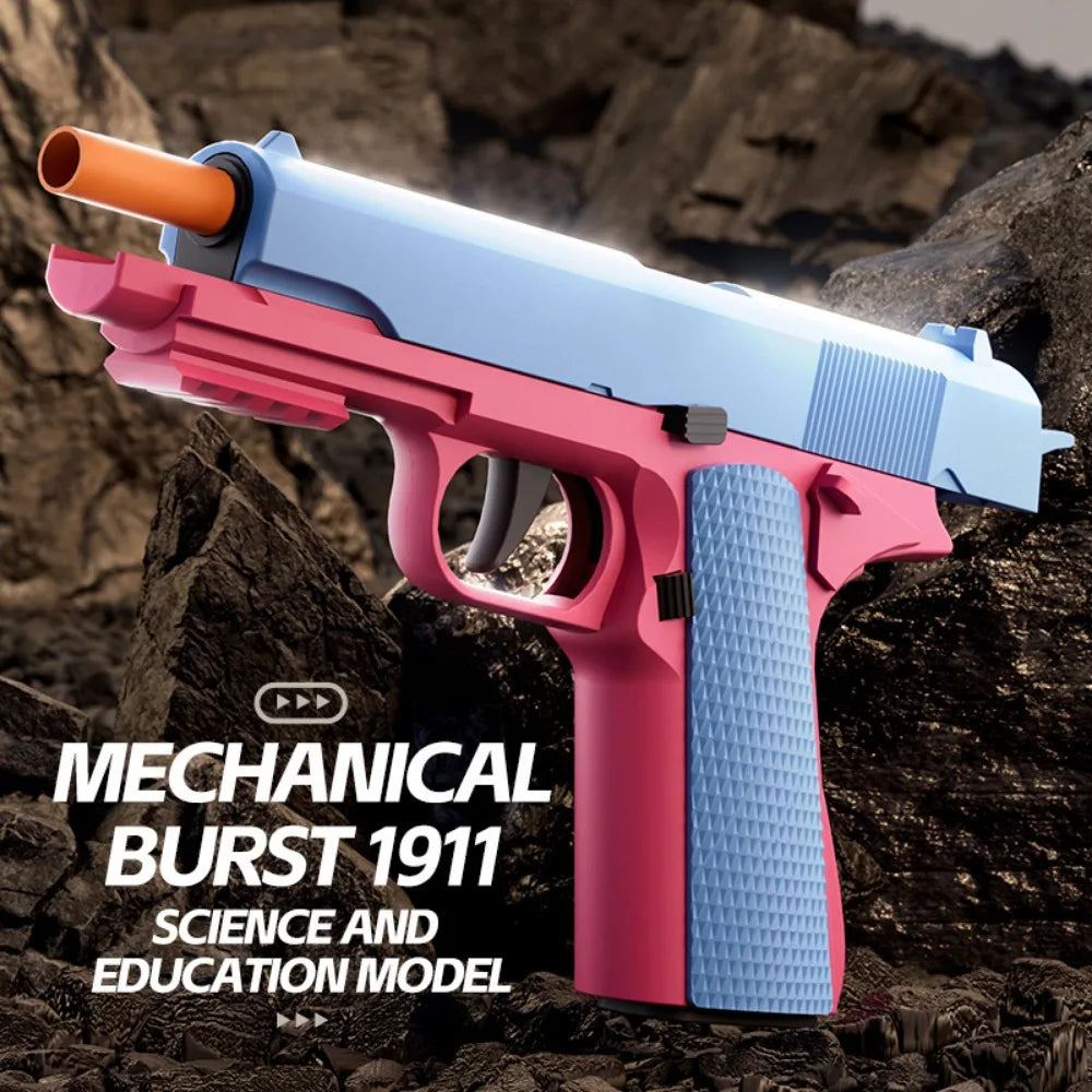Colt 1911 Shell Soft-Bullet Gun Can Be Fired Toy Gun Fully Automatic Pistol Shooting Games for Boys Kids Christmas Gift
