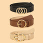 3pcs Women'S Belt Set - Chic  Versatile for Jeans, Dresses  Classic Belts with Dual Triple Ring Buckles, Elegant Solid Colors