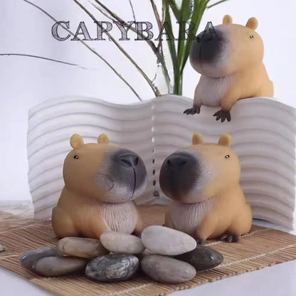 Mini Capybara Pinch Statue Stretchable Squeeze Fidget Capybara Figurines Soft Cartoon Animal Figure Home Decor Creative Gift